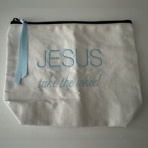 Canvas Makeup Pouch - “Jesus take the wheel”